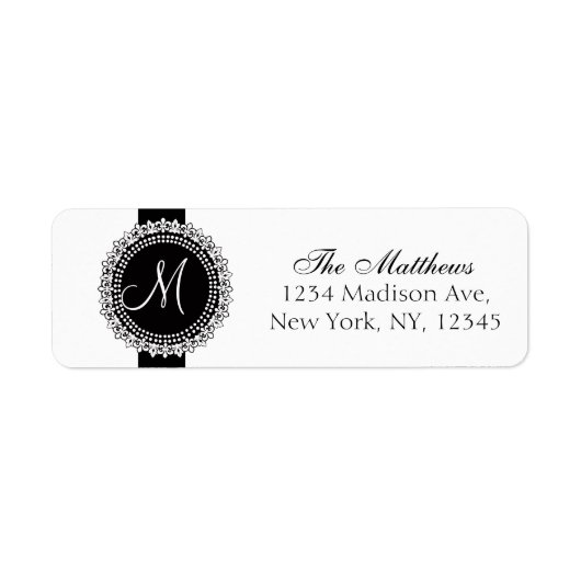 Fleurs de Lis Monogram Labels Schwarz-weiß (Vorne)