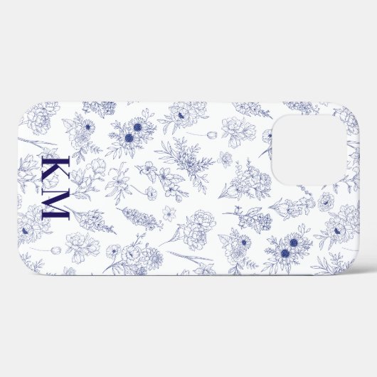 Fleurs de Saison French Personalised Blue White Case-Mate iPhone Hülle (Rückseite (Horizontal))