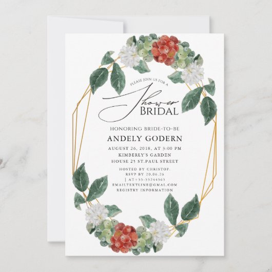 Fleurs Pastel Modern Bridal Shower Invitation Einladung (Vorderseite)
