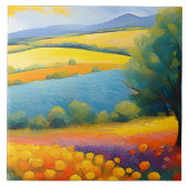 "Fleurs Tranquilles" weite Landschaft Provence Fliese (Vorderseite)