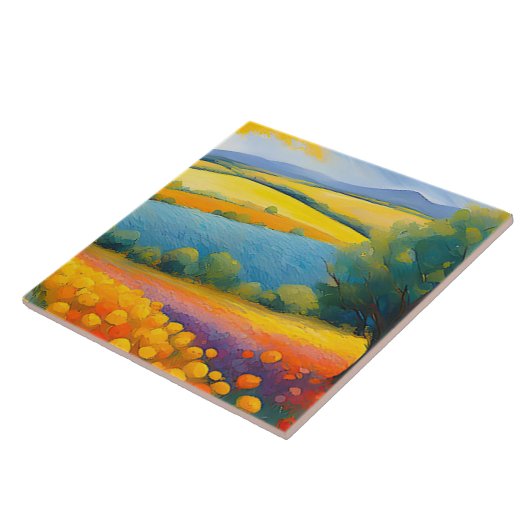 "Fleurs Tranquilles" weite Landschaft Provence Fliese (Seite)