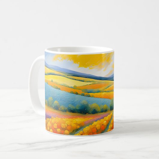 "Fleurs Tranquilles" weite Landschaft Provence Kaffeetasse (Vorderseite Links)