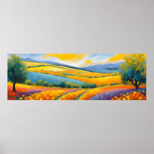 "Fleurs Tranquilles" weite Landschaft Provence Poster