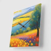 "Fleurs Tranquilles" weite Landschaft Provence Quadratische Wanduhr (Winkel)
