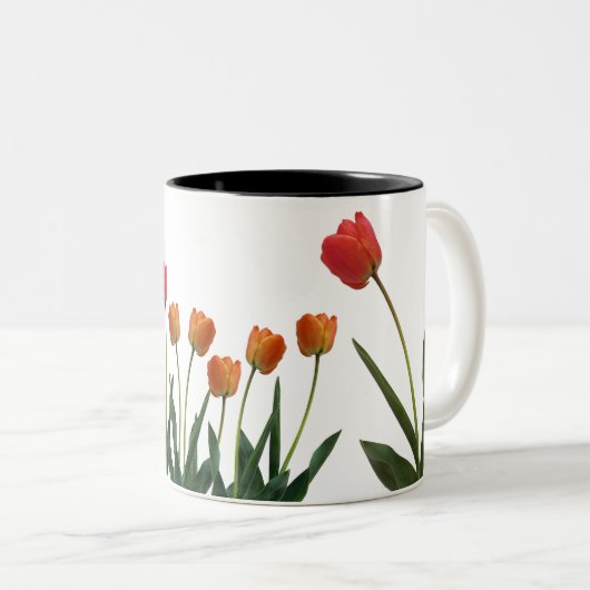 Fleurs tulipes rouges zweifarbige tasse (VorderseiteRechts)
