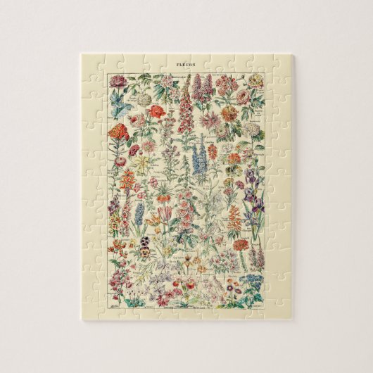 Fleurs Wildblume Garden Botanisches Diagramm Puzzle (Vertikal)