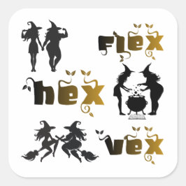 Flex. Hex. Vex. Body Positive & Diverse Witches Quadratischer Aufkleber