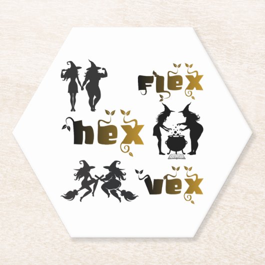 Flex. Hex. Vex. Körperpositiv und diverse Hexen Untersetzer (Vorderseite)