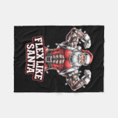 Flex Like Santa Claus Bodybuilder Weihnachtsgymnas Fleecedecke (Vorderseite (Horizontal))