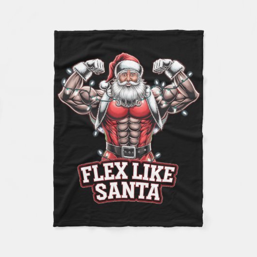 Flex Like Santa Claus Bodybuilder Weihnachtsgymnas Fleecedecke (Vorderseite)