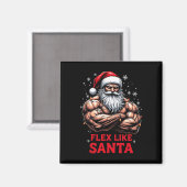 Flex Like Santa Claus Bodybuilder Weihnachtsgymnas Magnet (Vorderseite/Rückseite)