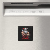Flex Like Santa Claus Bodybuilder Weihnachtsgymnas Magnet (In Situ (Geschirrspüler))