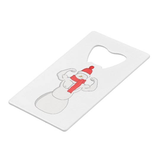 Flex Muscle Snowman Geldbeutel Flaschenöffner (Vorderseite Schrägansicht)