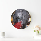 Flexible Congo African Grey Parrot with Red Tail Große Wanduhr (Zuhause)