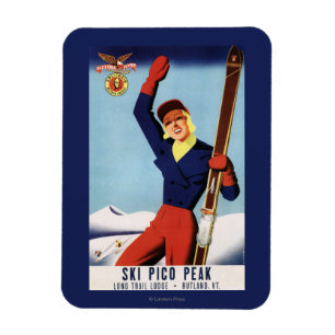 Flexible Flyer Pin-Up Skifahrendes Mädchen Magnet