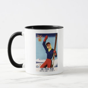 Flexible Flyer Pin-Up Skifahrendes Mädchen Tasse