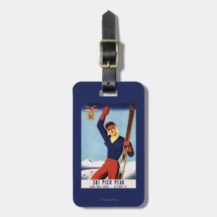 Flexible Flyer Pin-Up Skifahrerin Gepäckanhänger