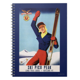 Flexible Flyer Pin-Up Skifahrerin Notizblock