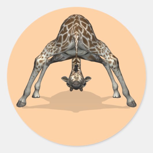 Flexible Giraffe Runder Aufkleber (Vorderseite)