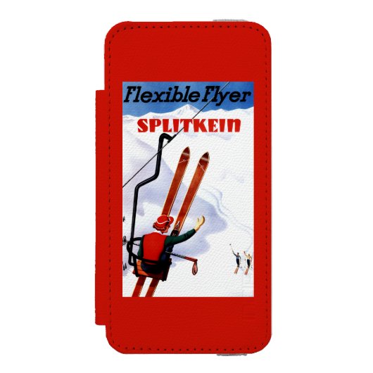 Flexibler Flyer Splitkein hölzerner SkisPromo Incipio iPhone Geldbeutel-Hülle (Folio Vorderseite)