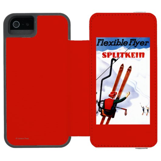 Flexibler Flyer Splitkein hölzerner SkisPromo Incipio iPhone Geldbeutel-Hülle (Folio Geöffnet)
