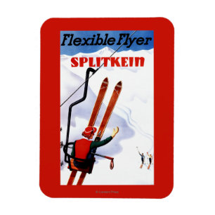 Flexibler Flyer Splitkein hölzerner SkisPromo Magnet