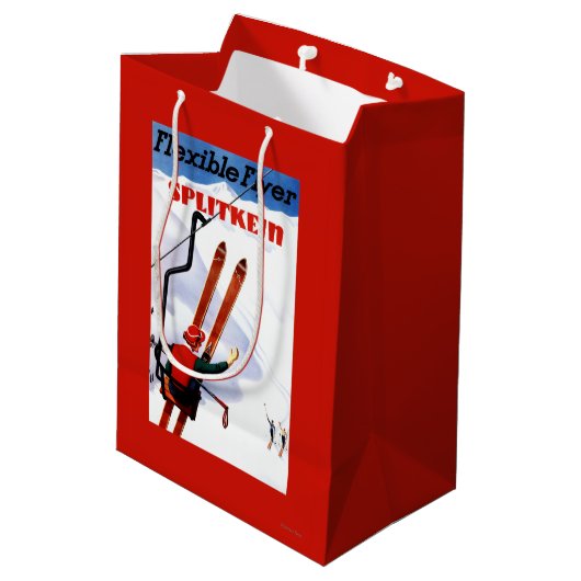 Flexibler Flyer Splitkein hölzerner SkisPromo Mittlere Geschenktüte (Rückseite Schrägansicht)