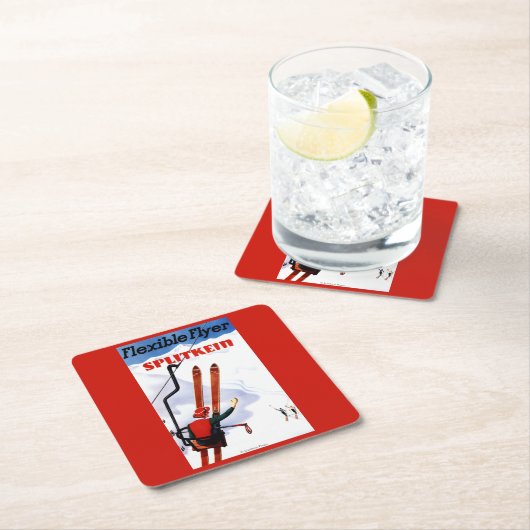 Flexibler Flyer Splitkein hölzerner SkisPromo Rechteckiger Pappuntersetzer (Vor Ort)