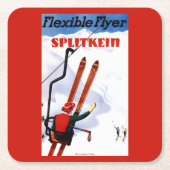 Flexibler Flyer Splitkein hölzerner SkisPromo Rechteckiger Pappuntersetzer (Vorderseite)