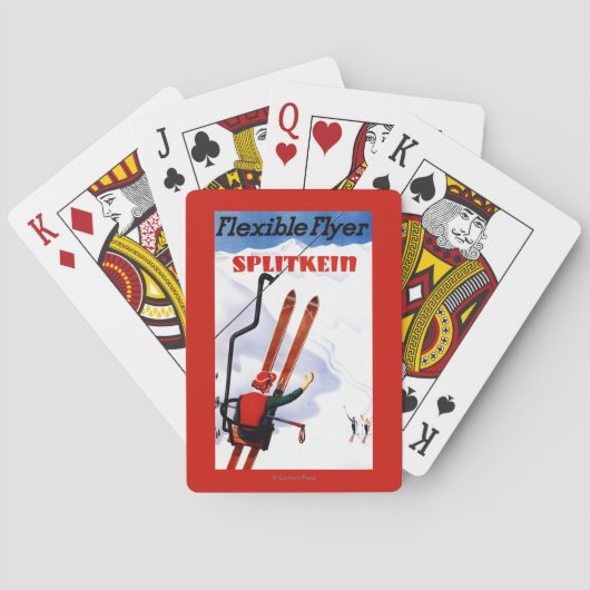 Flexibler Flyer Splitkein hölzerner SkisPromo Spielkarten (Rückseite)