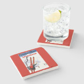 Flexibler Flyer Splitkein hölzerner SkisPromo Steinuntersetzer (Seitenansicht)