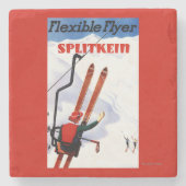Flexibler Flyer Splitkein hölzerner SkisPromo Steinuntersetzer (Vorderseite)