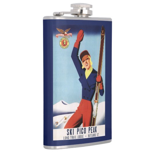 Flexibles Flyer Button-Oben Skifahren-Mädchen Flachmann (Rechts)