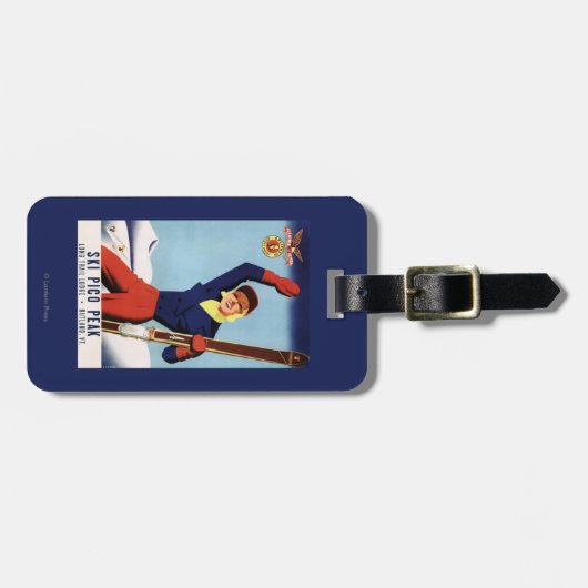 Flexibles Flyer Button-Oben Skifahren-Mädchen Gepäckanhänger (Vorderseite horizontal)