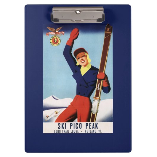 Flexibles Flyer Button-Oben Skifahren-Mädchen Klemmbrett (Vorderseite)