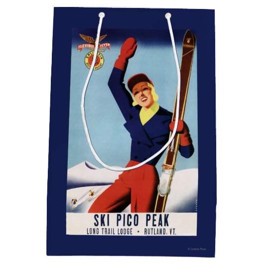 Flexibles Flyer Button-Oben Skifahren-Mädchen Mittlere Geschenktüte (Rückseite)