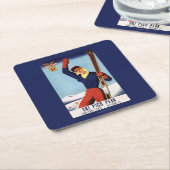 Flexibles Flyer Button-Oben Skifahren-Mädchen Rechteckiger Pappuntersetzer (angewinkelt)