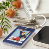 Flexibles Flyer Button-Oben Skifahren-Mädchen Schlüsselanhänger (Vorderseite rechts)