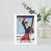 Flexibles Flyer Button-Up Skiing Girl Postkarte (Stehend Vorderseite)