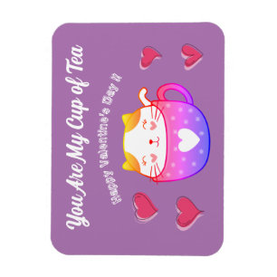 Flexibles Foto Magnet mit einer Katze in einer Tee