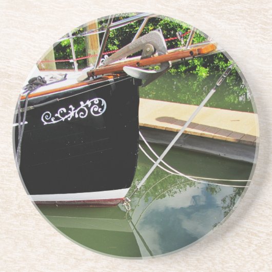 Flicka Sailboat Bow Sprit Sandstone Untersetzer (Vorne)