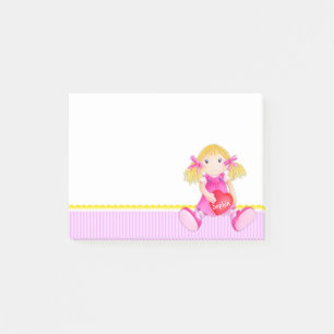 Flickenpuppe-Aquarellkunst-Post-Itanmerkungen Post-it Klebezettel