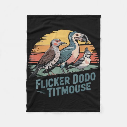 Flicker Dodo Titmouse Funny Retro Bird Liebhaber D Fleecedecke (Vorderseite)