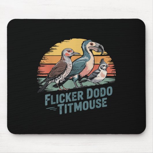 Flicker Dodo Titmouse Funny Retro Bird Liebhaber D Mousepad (Vorne)