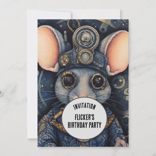 Flicker Squeakleton Steampunk Animal Individuelle  Einladung (Vorderseite)