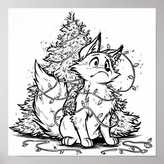 Flicker the Fox Christmas Pickle Coloring Page Poster (Vorne)