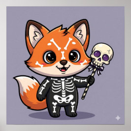 Flicker the Fox - Halloween Skelett Poster
