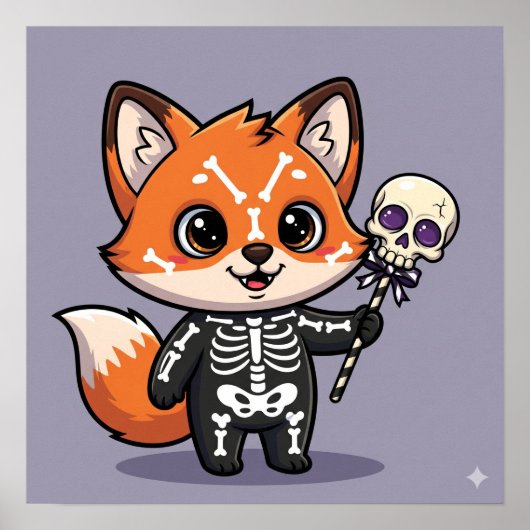 Flicker the Fox - Halloween Skelett Poster (Vorne)