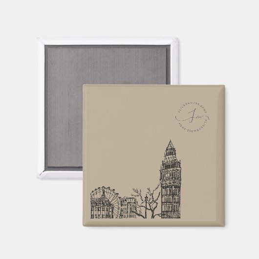 Flickermuse Mocha Mousse Tone Sketch Magnet (Vorderseite/Rückseite)