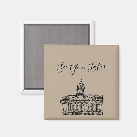 Flickermuse Nottingham Mocha Mousse Tone Sketch Magnet (Vorderseite/Rückseite)